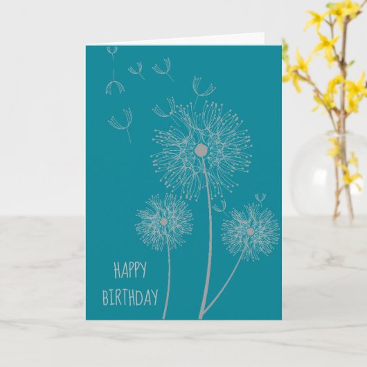 Dandelion in kleur moderne bloemetjesverjaardag kaart (Gele Bloem)