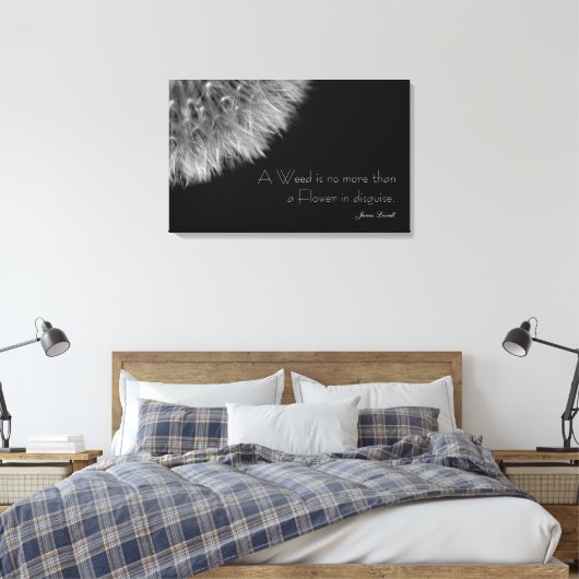Dandelion in zwart-wit met offerte canvas afdruk (Insitu (Slaapkamer))