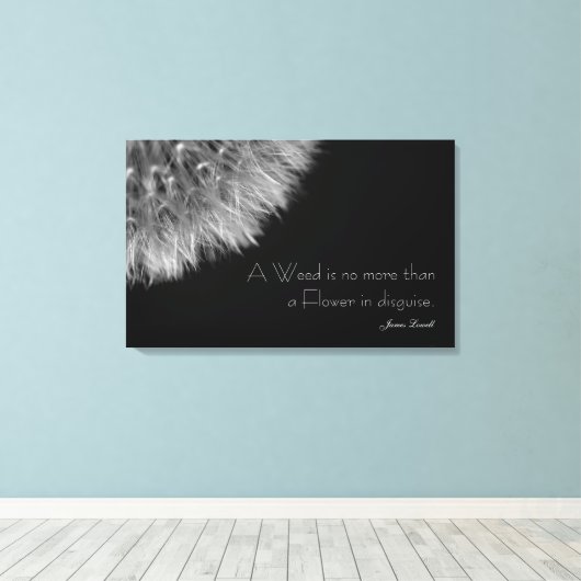 Dandelion in zwart-wit met offerte canvas afdruk (Insitu (Houten vloer))