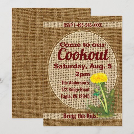 Dandelion Invitation Kaart (Voorkant / Achterkant)