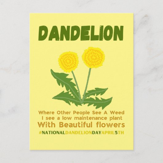 Dandelion is geen wiet in mijn tuin briefkaart (Voorkant)