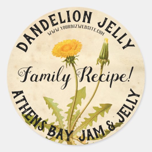  Dandelion Jelly-productlabel Ronde Sticker (Voorkant)