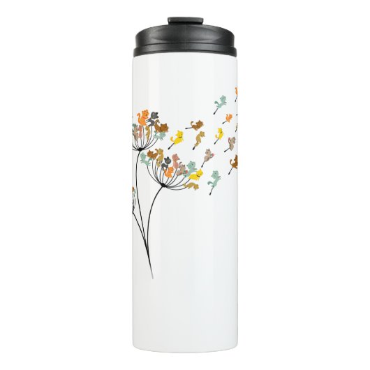 Dandelion Katten Vloerkleurig huisdeksel Thermosbeker (Voorkant)