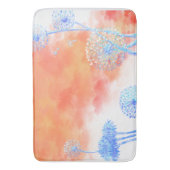 Dandelion klokken tegen oranje koraalwolken badmat (Voorkant Verticaal)