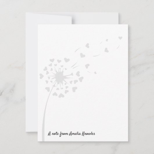 Dandelion Light Grey Cute Simple Script Name Chic Notitiekaartje (Voorkant)