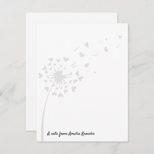 Dandelion Light Grey Cute Simple Script Name Chic Notitiekaartje (Voorkant / Achterkant)