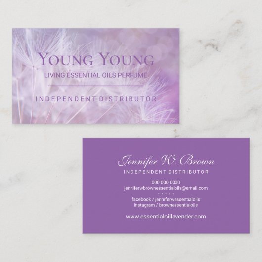 Dandelion Lila Essential Oils Dandelion Lavender Visitekaartje (Voorkant / Achterkant)