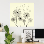 Dandelion Line Art Poster (Thuiskantoor)