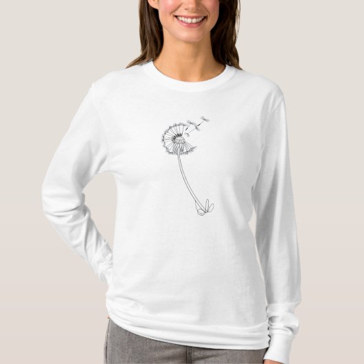 dandelion lineal floral art t-shirt (Voorkant)