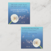 Dandelion Maak een Wish Blue Square visitekaartje (Voorkant / Achterkant)