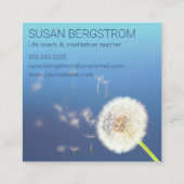 Dandelion Maak een Wish Blue Square visitekaartje (Achterkant)