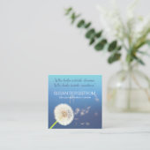 Dandelion Maak een Wish Blue Square visitekaartje (Staand voorkant)