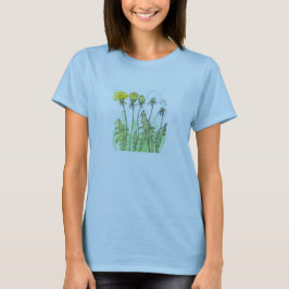 Dandelion Medicinale Kruid Plant Tekening T-shirt