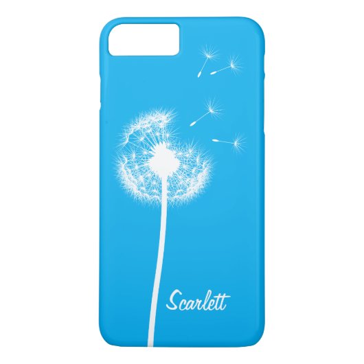 Dandelion Monogrammed Bright Blue iPhone 7 Plus Case-Mate iPhone Case (Achterkant)