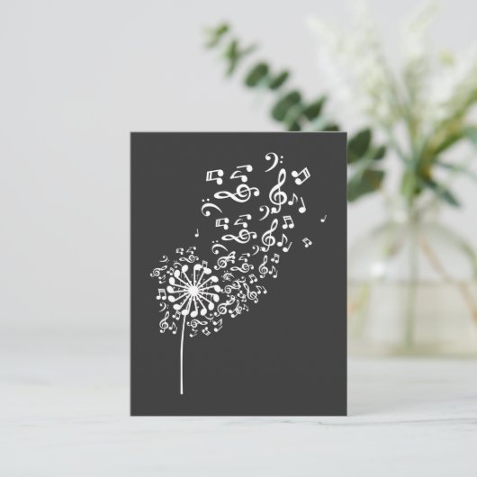 Dandelion Musical Notes Music Lover Natuur Flower Briefkaart (Staand voorkant)