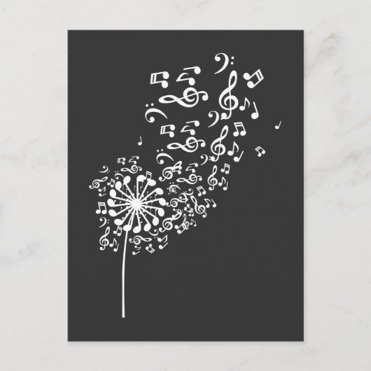 Dandelion Musical Notes Music Lover Natuur Flower Briefkaart (Voorkant)