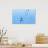 Dandelion op babyblauwe Posters (Keuken)