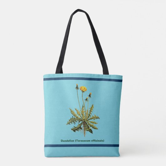Dandelion op blauw tote bag (Achterkant)