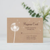 Dandelion op Burlap RSVP Kaartje (Staand voorkant)