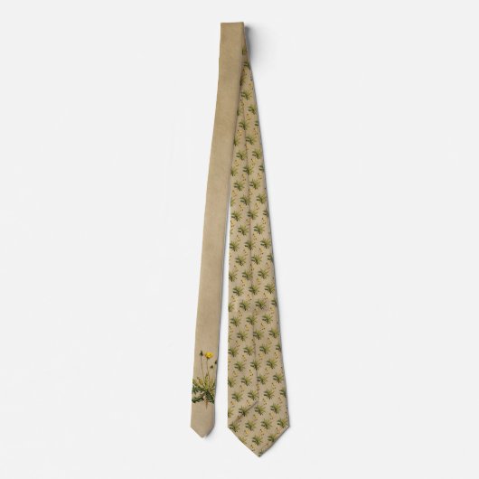 Dandelion op oud papier stropdas (Achterkant)