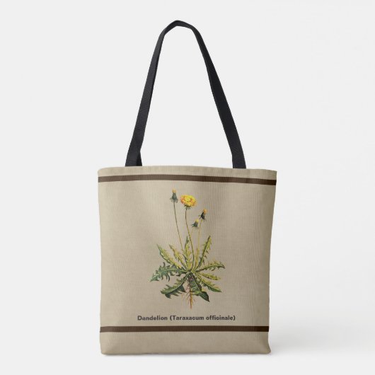 Dandelion op oud papier tote bag (Achterkant)