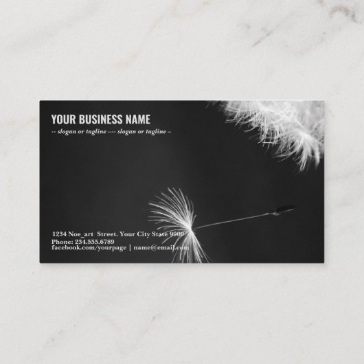 Dandelion op zwarte achtergrond visitekaartje (Achterkant)