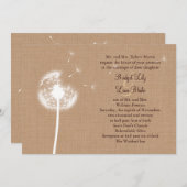 Dandelion over de uitnodiging tot het huwelijk op (Voorkant / Achterkant)