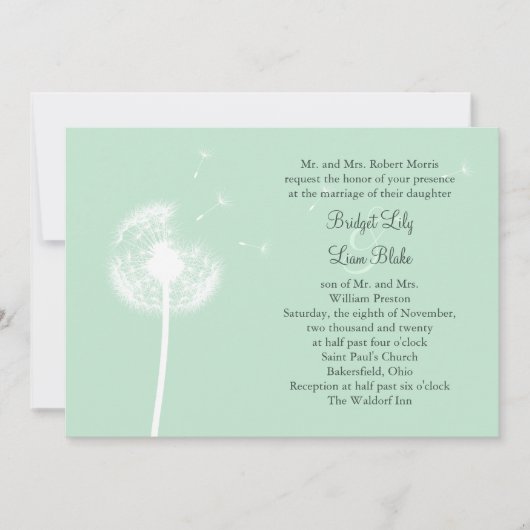 Dandelion over de uitnodiging voor het huwelijk (Voorkant)