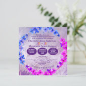 Dandelion Paarse Floral Wedding Kaart (Staand voorkant)