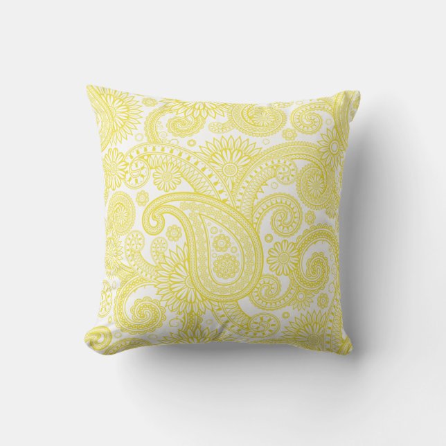 Dandelion Paisley Floral Swirl Kussen (Voorkant)