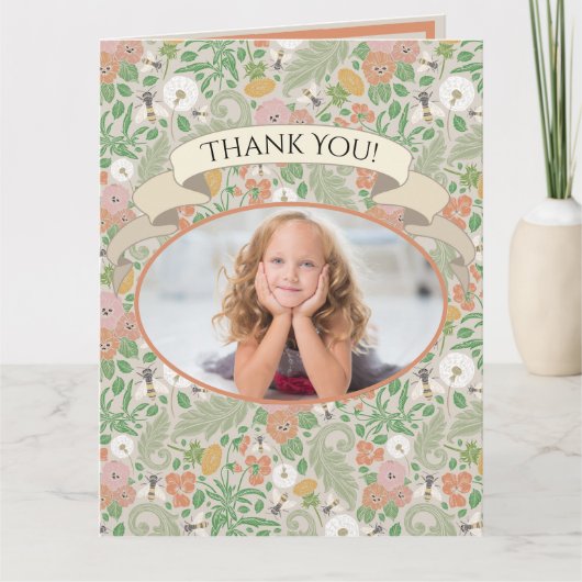  Dandelion Pansies Busy Bees Spring Foto Bedankkaart (Voorkant)