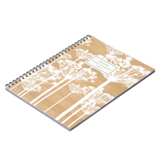 Dandelion Patroon op persoonlijk hout Notitieboek (Linkerzijde)