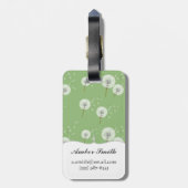 Dandelion Pattern on Green Background Bagagelabel (Achterkant verticaal)