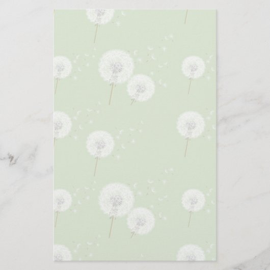 Dandelion Pattern on Green Background Briefpapier (Voorkant)