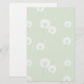 Dandelion Pattern on Green Background Briefpapier (Voorkant / Achterkant)