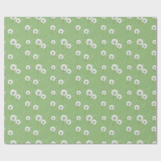 Dandelion Pattern on Green Background Cadeaupapier (Vlak)