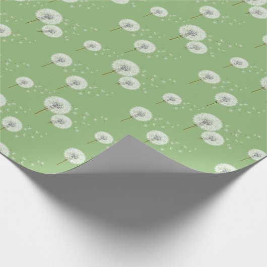Dandelion Pattern on Green Background Cadeaupapier (Hoek)