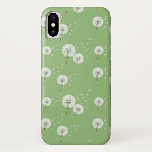 Dandelion Pattern on Green Background Case-Mate iPhone Case (Achterkant)