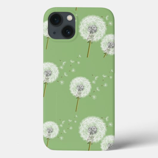 Dandelion Pattern on Green Background Case-Mate iPhone Case (Achterkant)