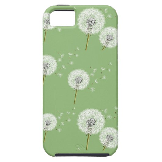 Dandelion Pattern on Green Background Case-Mate iPhone Case (Achterkant)