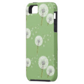 Dandelion Pattern on Green Background Case-Mate iPhone Case (Achterkant Links)