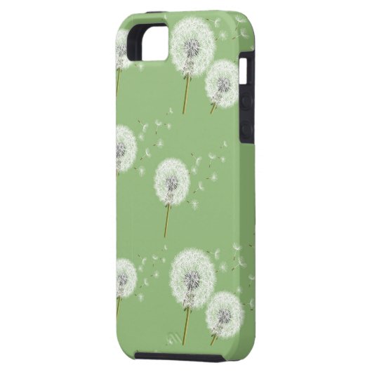 Dandelion Pattern on Green Background Case-Mate iPhone Case (Achterkant Links)