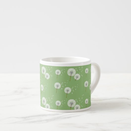 Dandelion Pattern on Green Background Espresso Kop (Voorkant rechts)