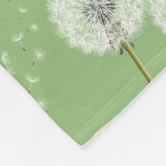Dandelion Pattern on Green Background Fleece Deken (Hoek)