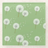 Dandelion Pattern on Green Background Glazen Onderzetter (Voorkant)