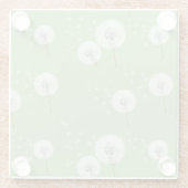 Dandelion Pattern on Green Background Glazen Onderzetter (Achterkant)