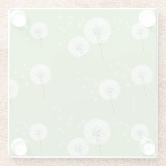Dandelion Pattern on Green Background Glazen Onderzetter (Achterkant)