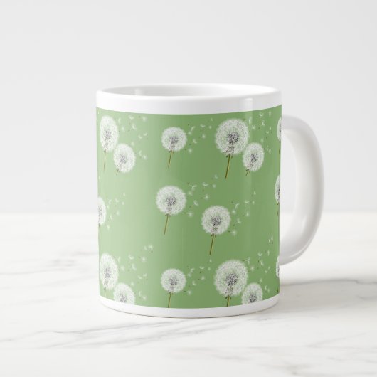 Dandelion Pattern on Green Background Grote Koffiekop (Voorkant rechts)