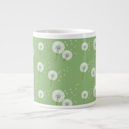 Dandelion Pattern on Green Background Grote Koffiekop (Voorkant)