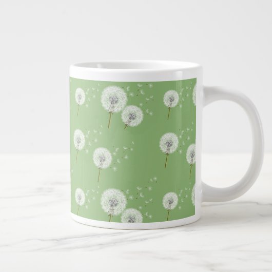 Dandelion Pattern on Green Background Grote Koffiekop (Rechts)